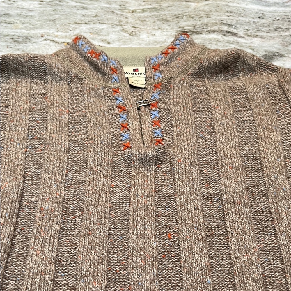 Woolrich Tan and Orange Zip-Up Sweater for Women